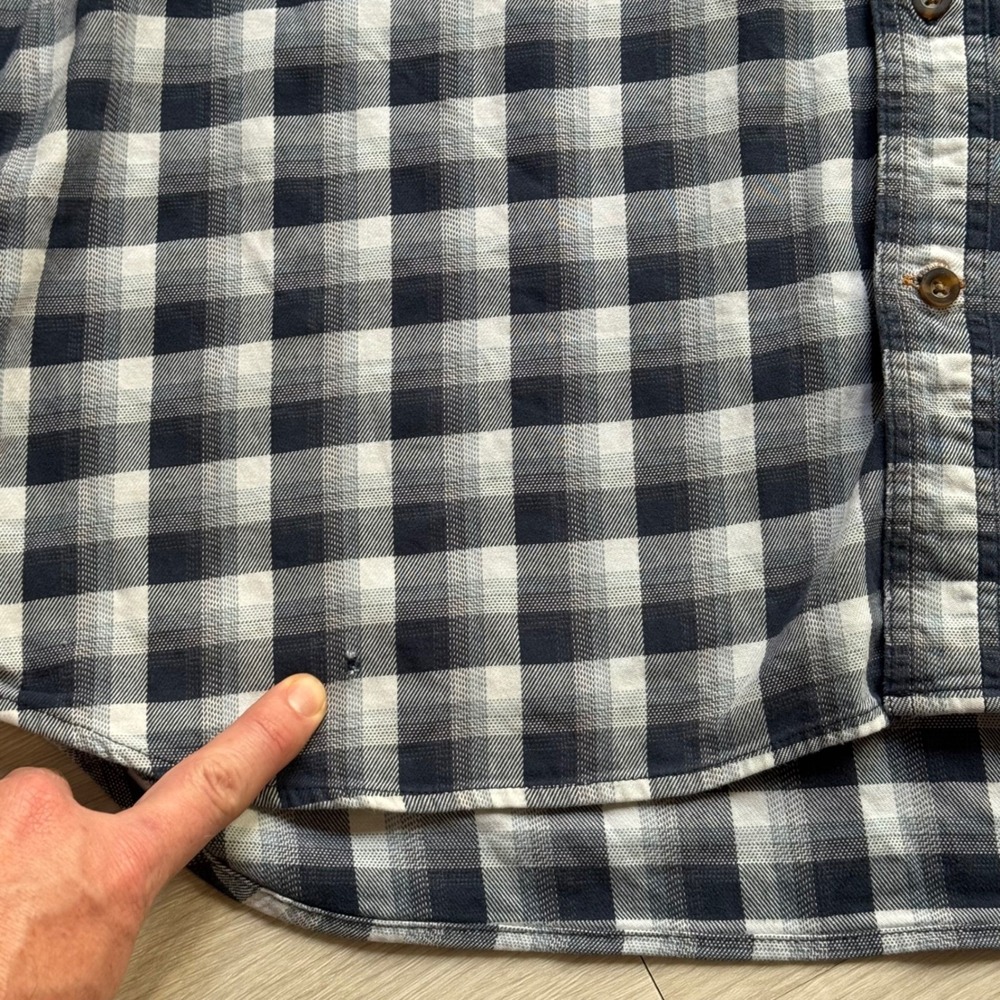 Carhartt Mens 2XL Relaxed‎ Fit Plaid Button Down Shirt Navy White Buffalo Check - Picture 6 of 10